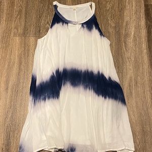 Blue and White Tie Dye Mini Shift Dress
